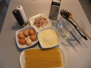 Špageti carbonara - pripomočki: