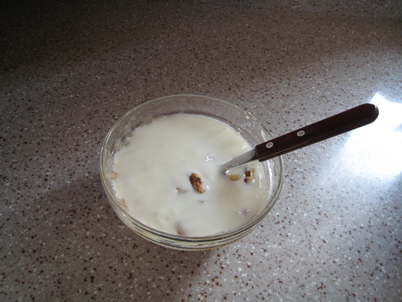 Domač hruškov jogurt z orehi in medom