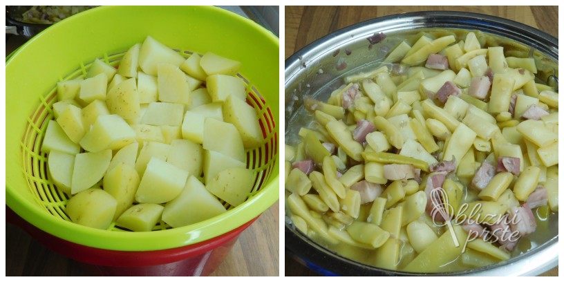 Stročji fižol s krompirjem in sirom iz slanice