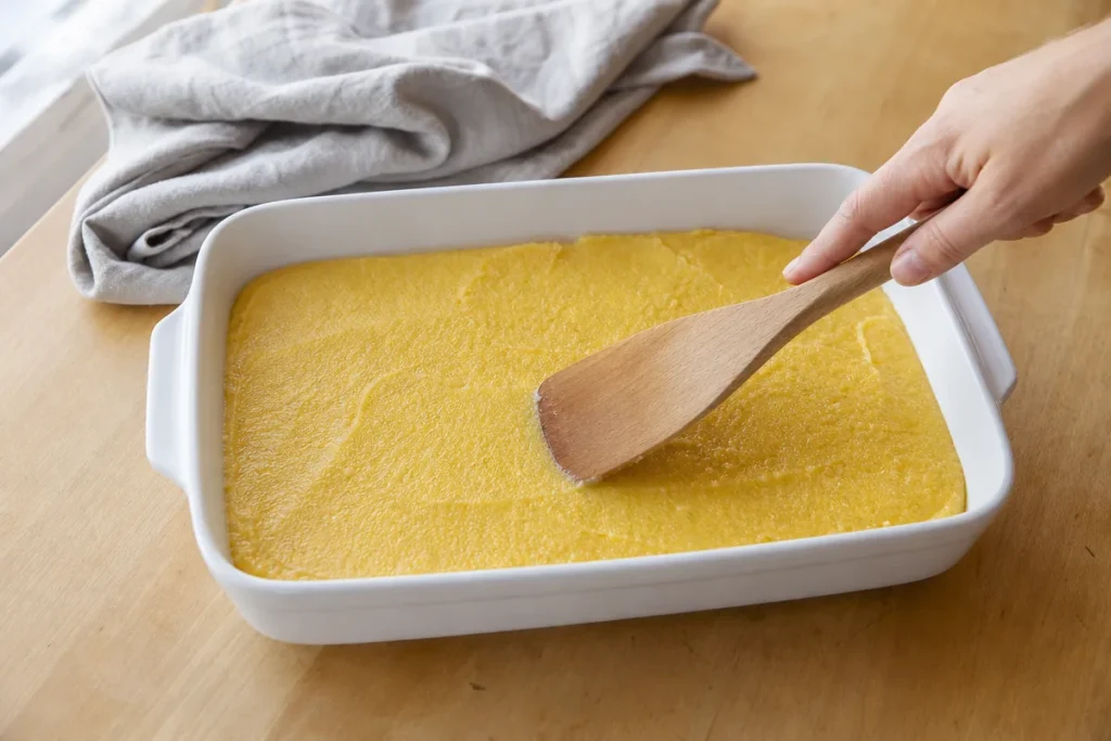 Pečena polenta s češnjevim paradižnikom, bučkami in mocarelo – korak 2