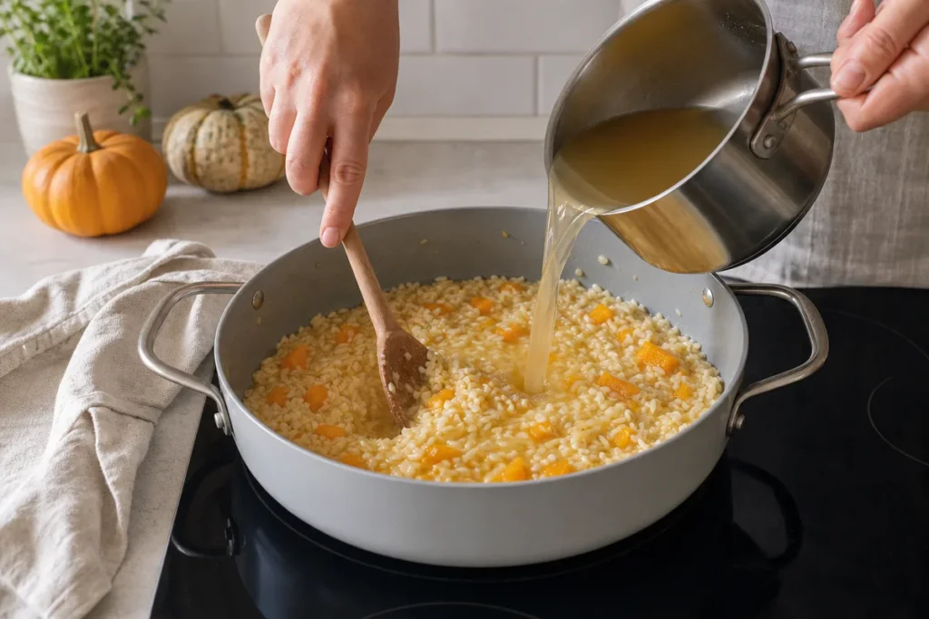 Kremna bučna rižota z žajbljem in parmezanom – korak 4