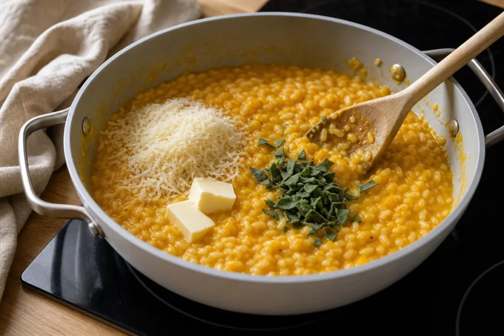 Kremna bučna rižota z žajbljem in parmezanom – korak 6