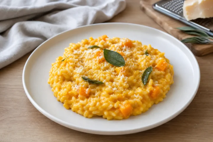Kremna bučna rižota z žajbljem in parmezanom