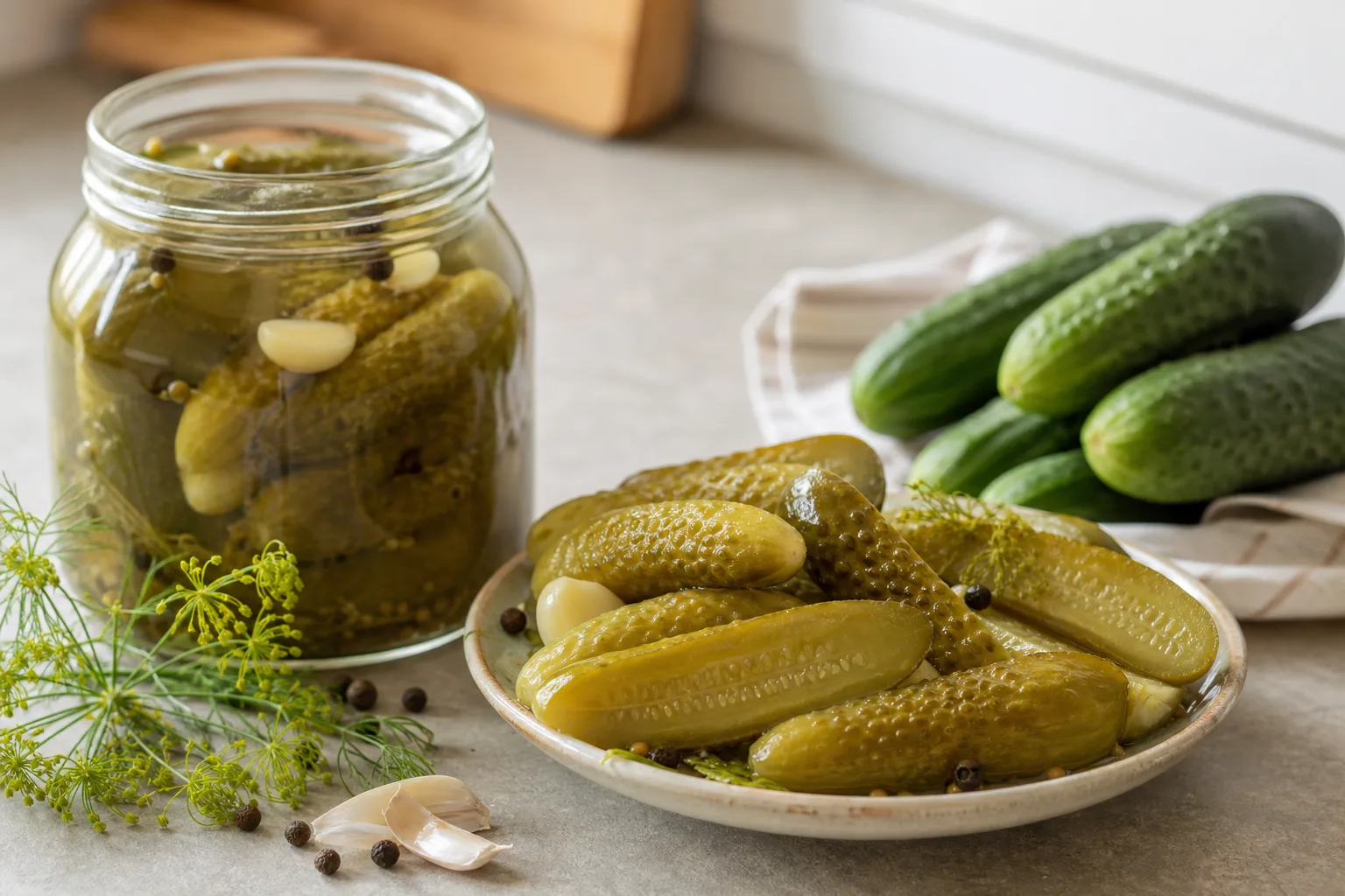 Vložene kumarice in sveže čvrste kumarice za vlaganje