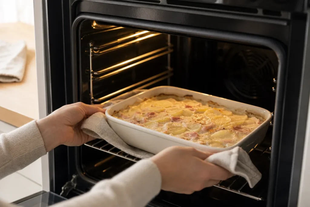 Gratinirana koleraba s krompirjem in šunko – korak 3