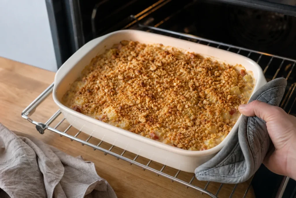 Gratinirana koleraba s krompirjem in šunko – korak 4