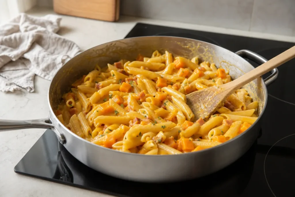 Penne z bučo in panceto – korak 4