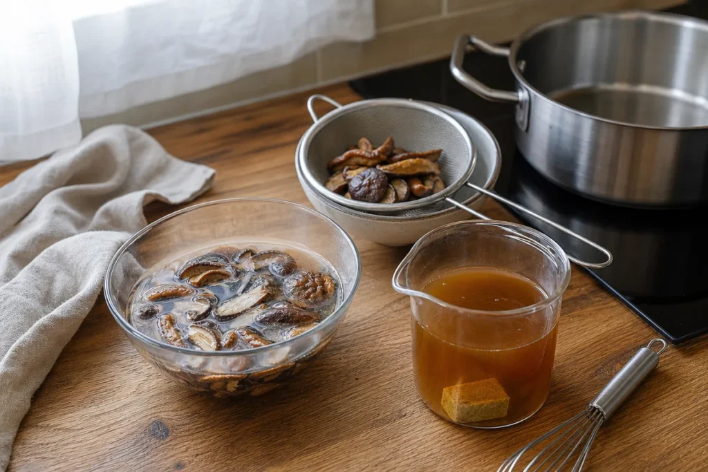 Rižota z jurčki – risotto ai funghi porcini – korak 1