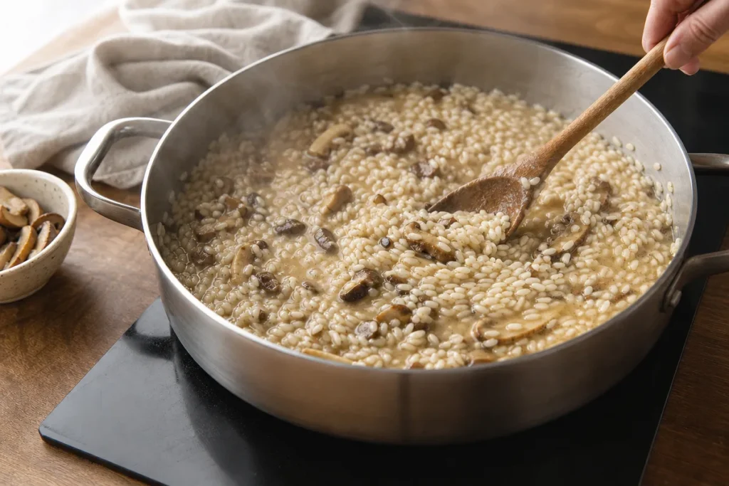 Rižota z jurčki – risotto ai funghi porcini – korak 3
