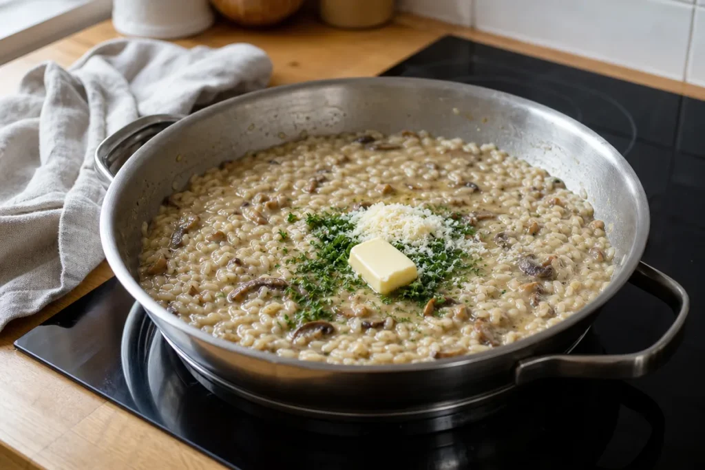 Rižota z jurčki – risotto ai funghi porcini – korak 4